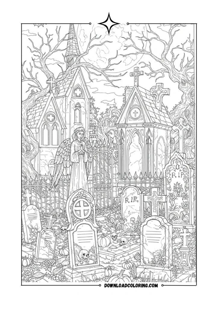 Gothic Cemetery at Midnight