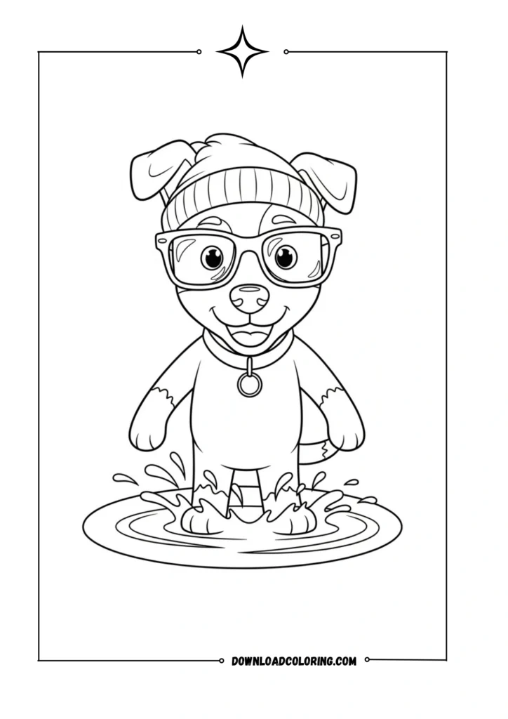 Dog Splashing in Puddle