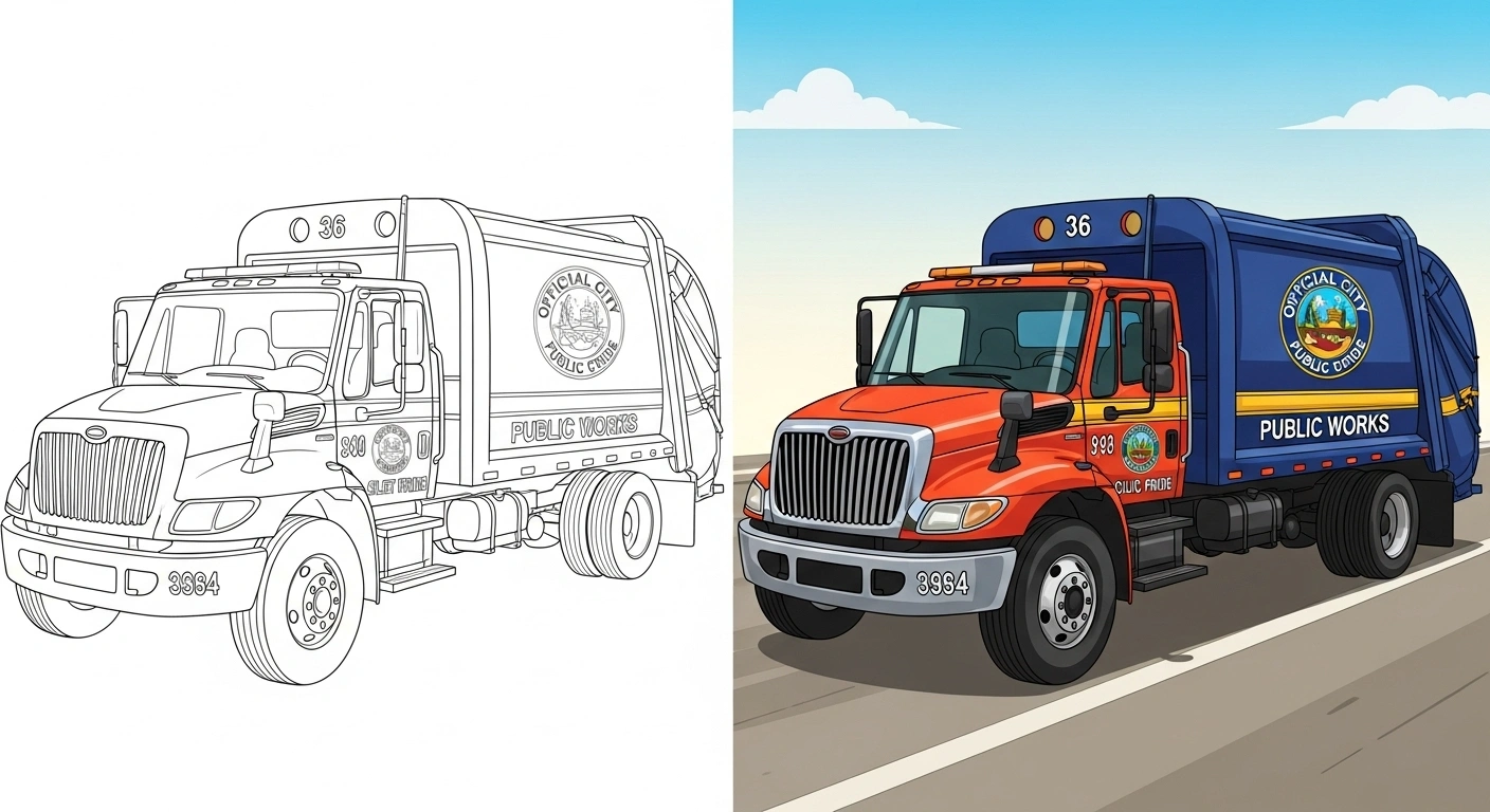 Trash Truck Coloring Page